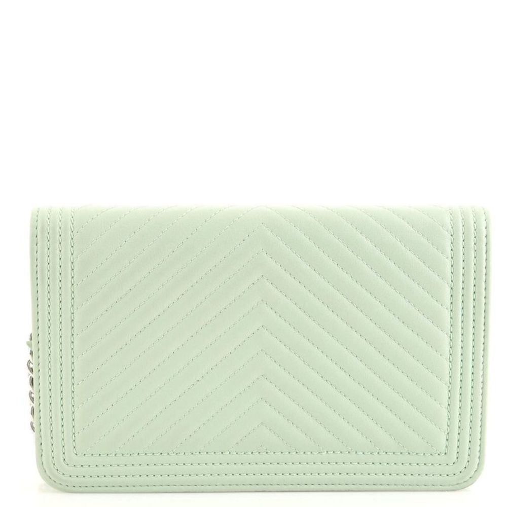 Chanel Boy Wallet on Chain Chevron Calfskin Green - Picture 4 of 7